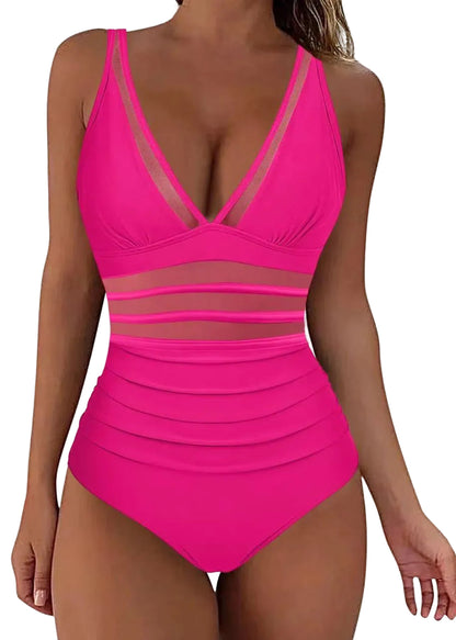 Women's Bodysuit Boho V Neck Patchwork Mesh Style 0