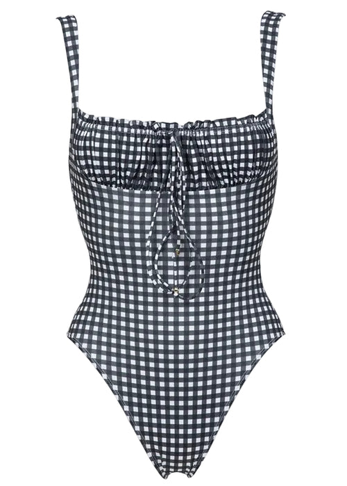 Women's Bodysuit Plaid Square Collar with Drawstring 4