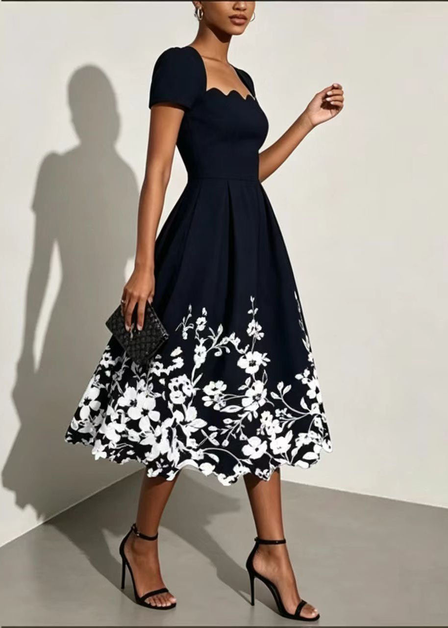Women's Bohemian Dress Square Collar Printed Summer Style 1