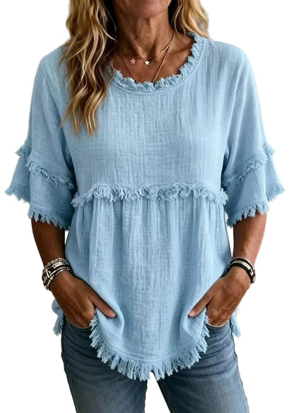 Women's Bohemian Shirt Half Sleeve O-Neck 0