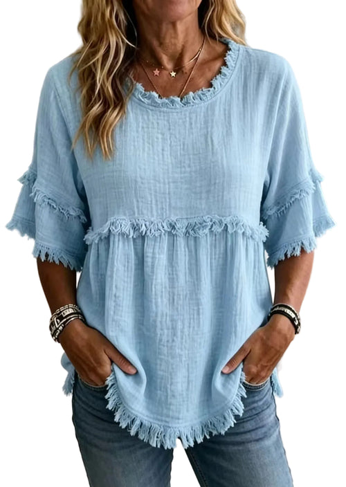 Women's Bohemian Shirt Half Sleeve O-Neck 0