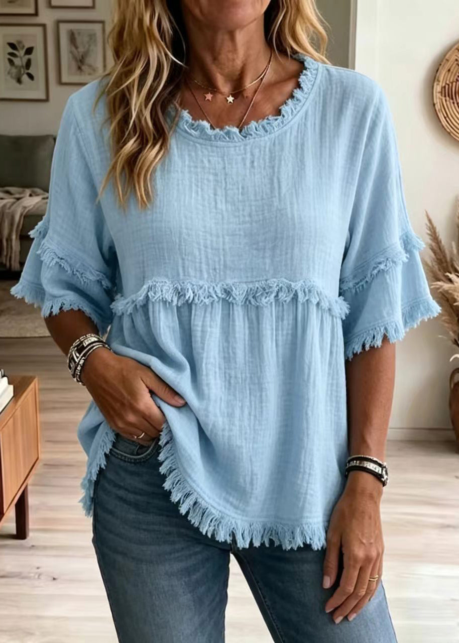 Women's Bohemian Shirt Half Sleeve O-Neck 2