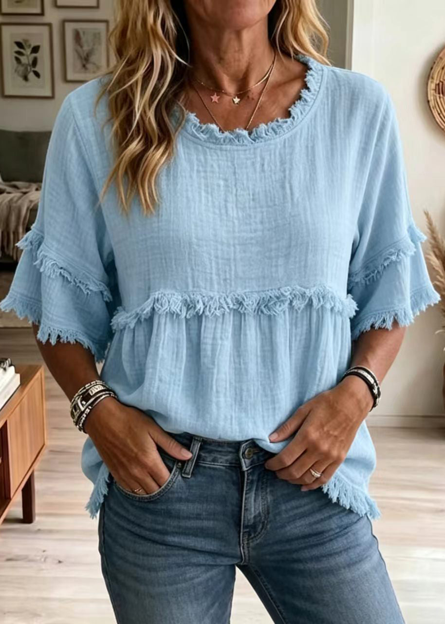 Women's Bohemian Shirt Half Sleeve O-Neck 3