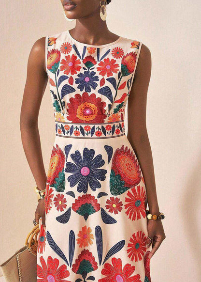 Women's Boho Ankle Dress Sleeveless O-Neck 4