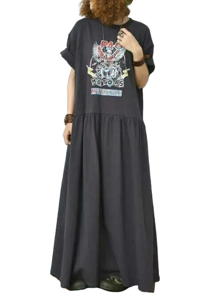 Women's Boho Dress Large Hem Print Summer Style 0