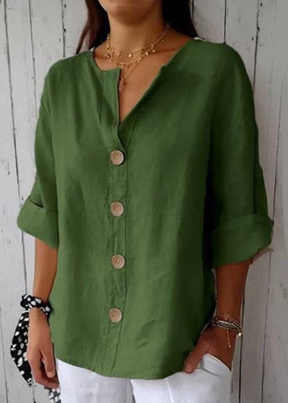 Women's Boho Top V Neck Patchwork Button Detail 4