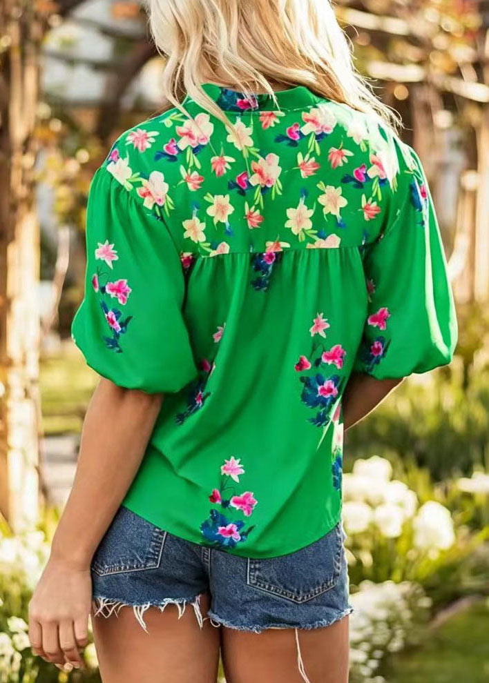 Women’s Boho V Neck Tasseled Print Top 1