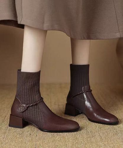 Women's Boots Retro Splicing Classic Style 0