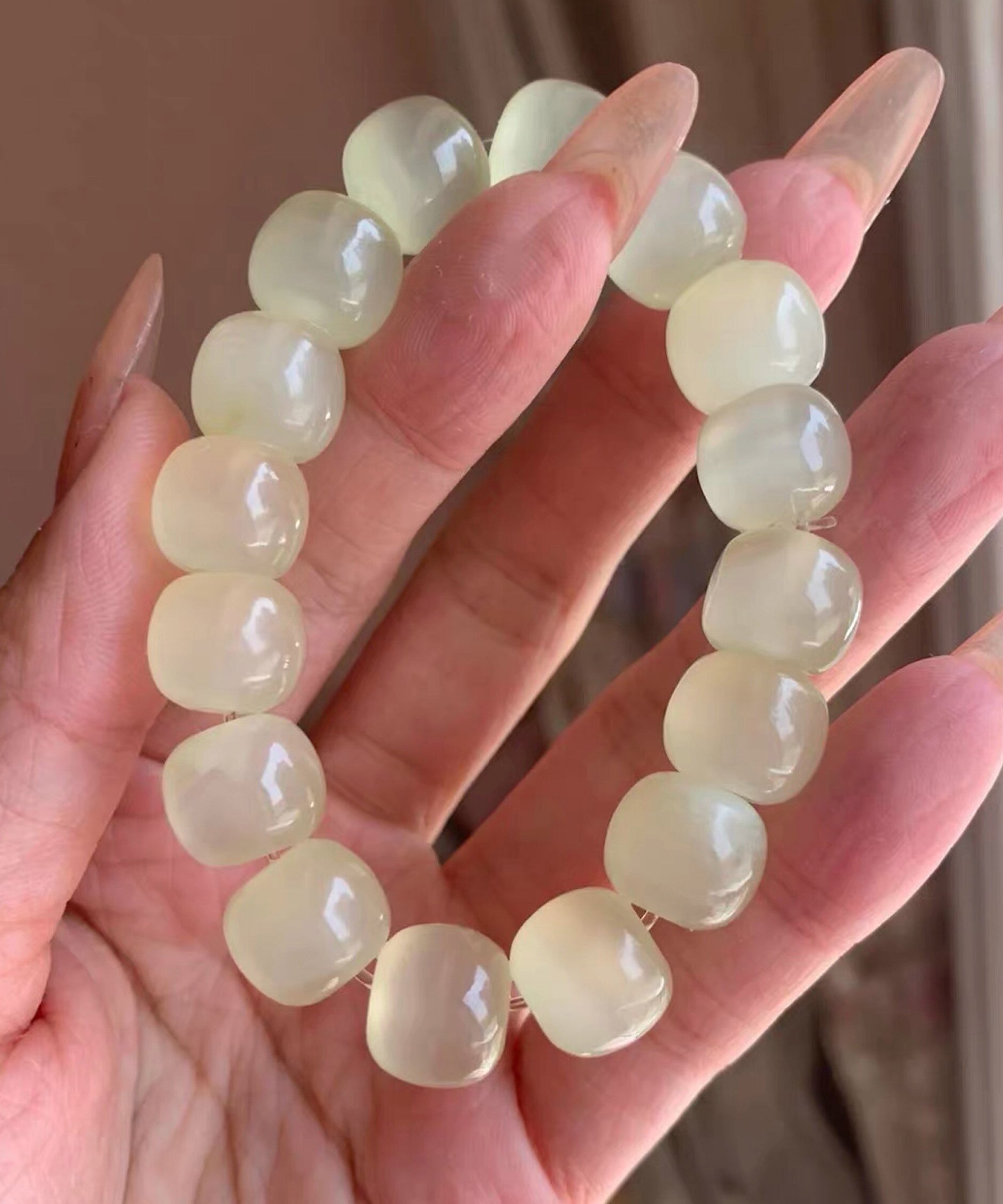 Women's Bracelet Jade Bead Translucent Cat's Eye Style 1