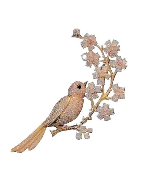 Women's Brooch Floral Magpie Design 1