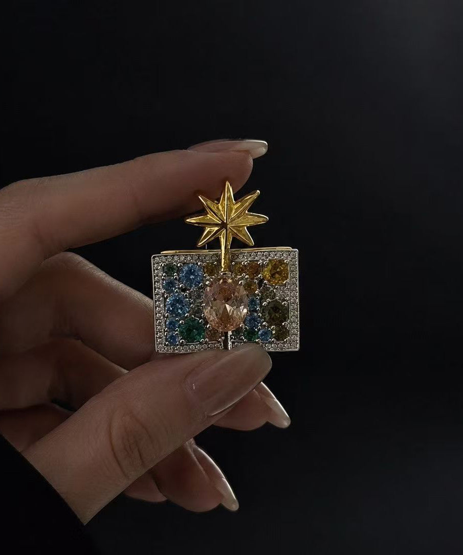 Women's Brooch Magic Book Design with Rainbow Crystal Detail 2