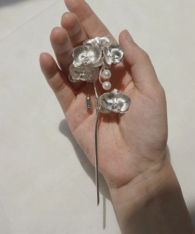Women's Brooch Retro Phalaenopsis Pearl Design 3