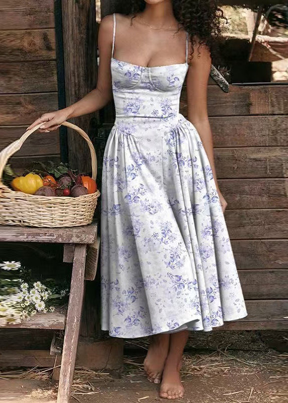 Women's Bustier Top Dress Printed Summer Style 0