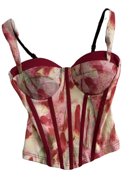 Women's Bustier Top Printed Tulle Summer Style 0