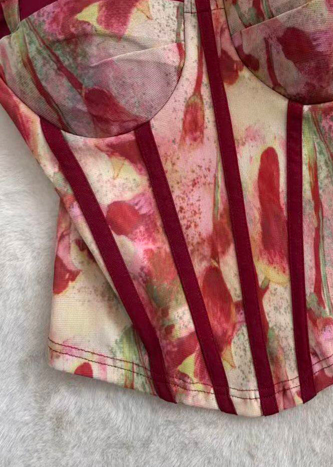 Women's Bustier Top Printed Tulle Summer Style 3