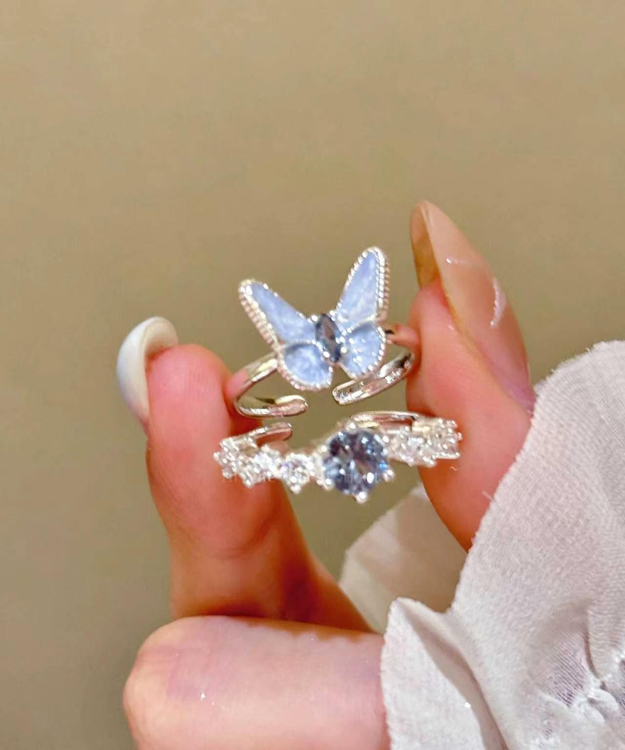 Women's Butterfly Ring Set Two-Piece Stylish 0