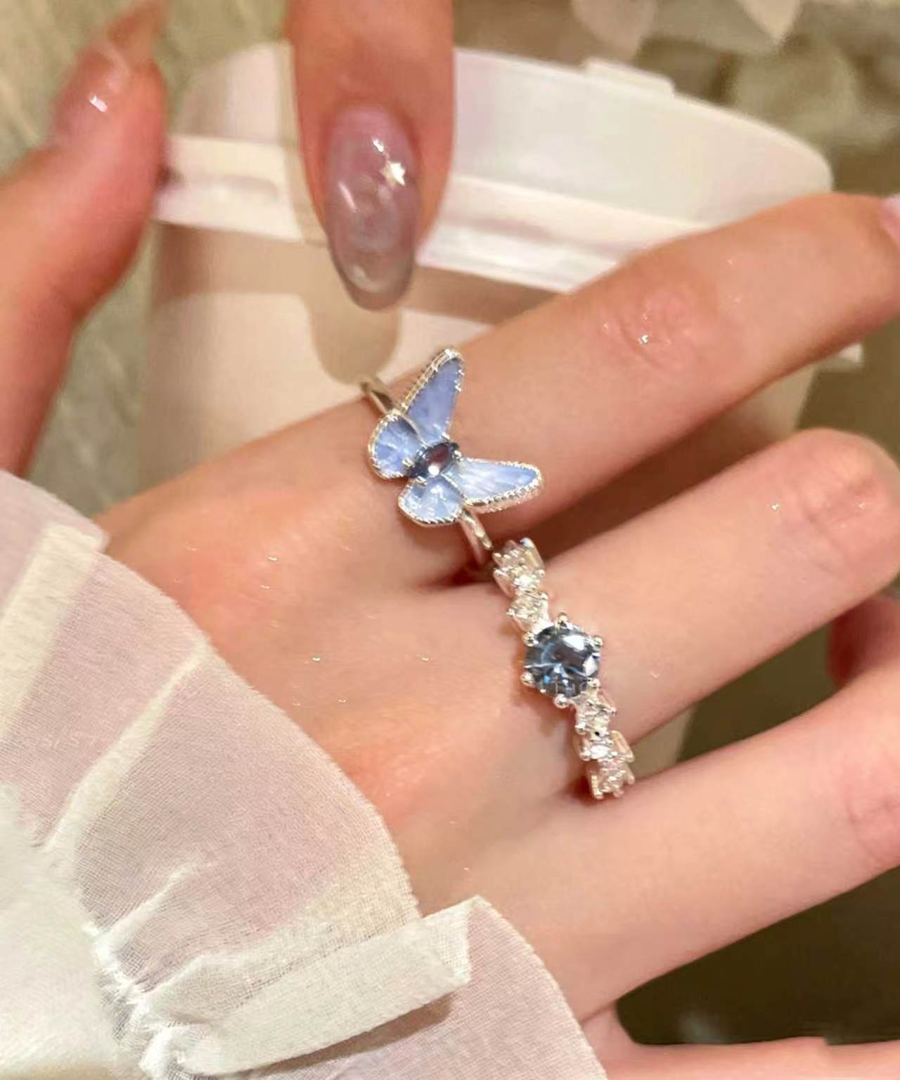 Women's Butterfly Ring Set Two-Piece Stylish 1