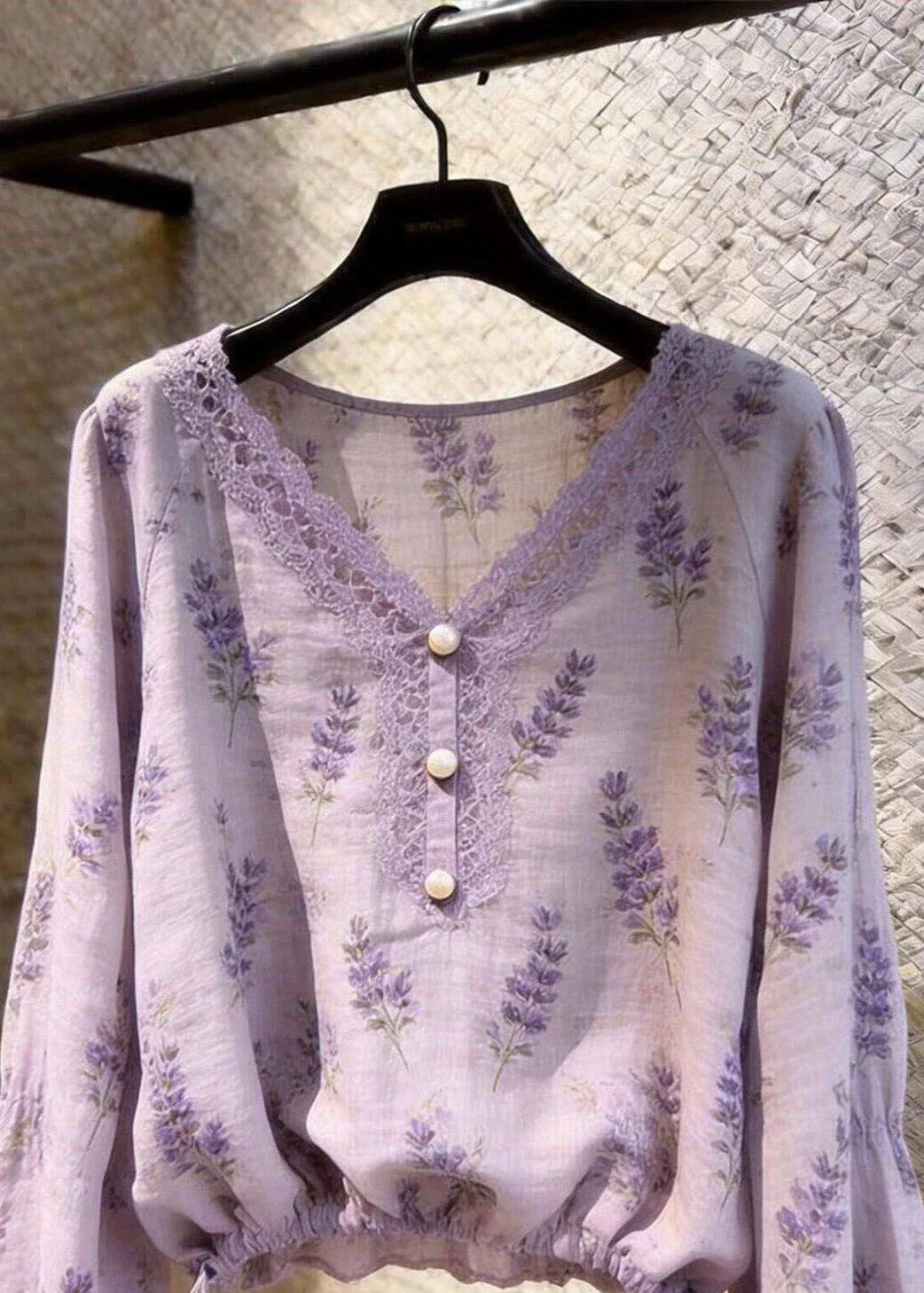 Women's Button-Up Shirt Hollow Out Print Fall Style 1