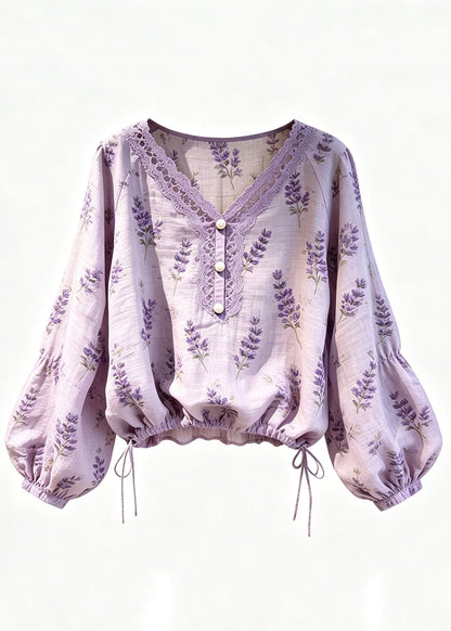 Women's Button-Up Shirt Hollow Out Print Fall Style 4