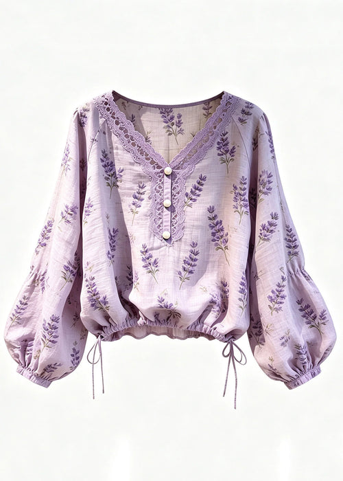 Women's Button-Up Shirt Hollow Out Print Fall Style 4