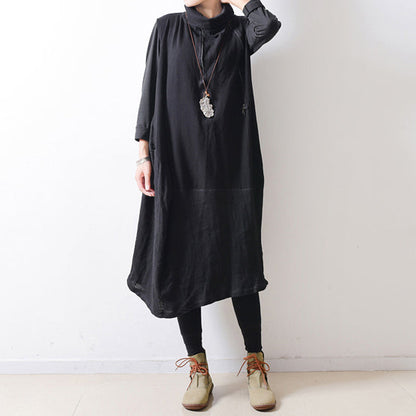 Women's Caftan Dress Autumn Zipper Shoulder Patchwork Style 1