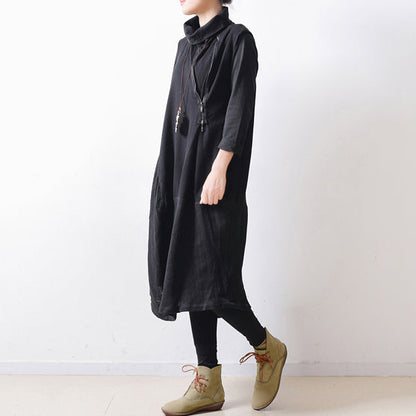 Women's Caftan Dress Autumn Zipper Shoulder Patchwork Style 2