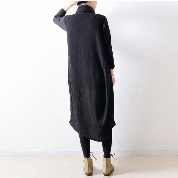 Women's Caftan Dress Autumn Zipper Shoulder Patchwork Style 3