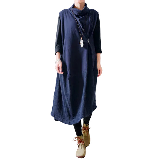 Women's Caftan Dress Oversized with Shoulder Zipper Detail 0