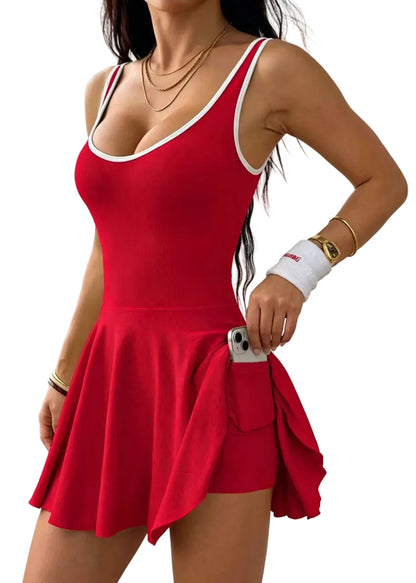 Women's Cami Dress with Built-In Shorts and Pockets Casual Summer Style 0