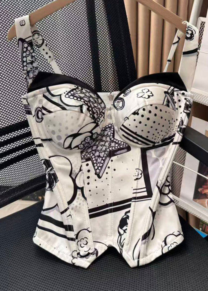 Women's Cami Top Boho Print Zippered Summer Style 0