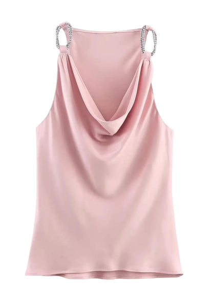 Women's Cami Top Draped Turtle Neck Summer Style 3