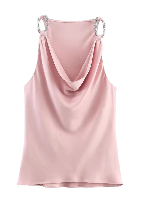 Women's Cami Top Draped Turtle Neck Summer Style 3