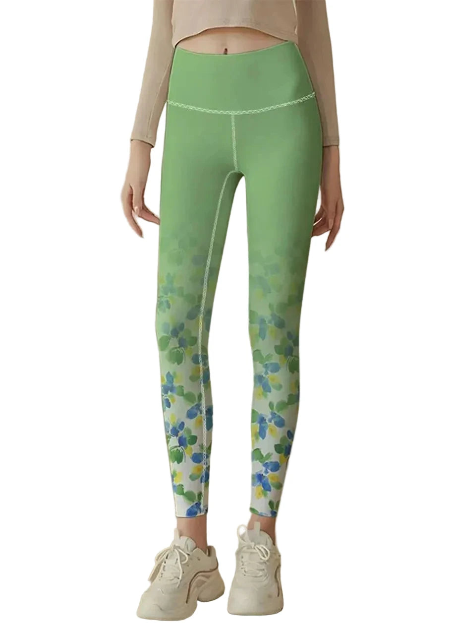 Women's Capri Leggings Floral Print High Waist Athletic Fit 0