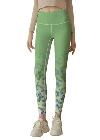 Women's Capri Leggings Floral Print High Waist Athletic Fit 0