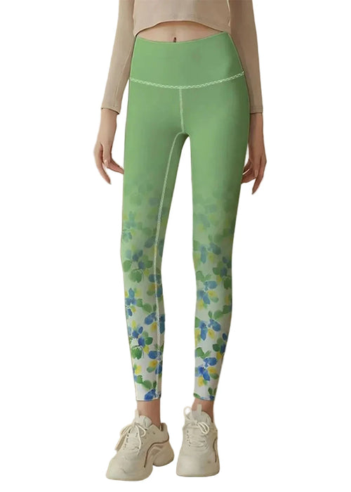 Women's Capri Leggings Floral Print High Waist Athletic Fit 0
