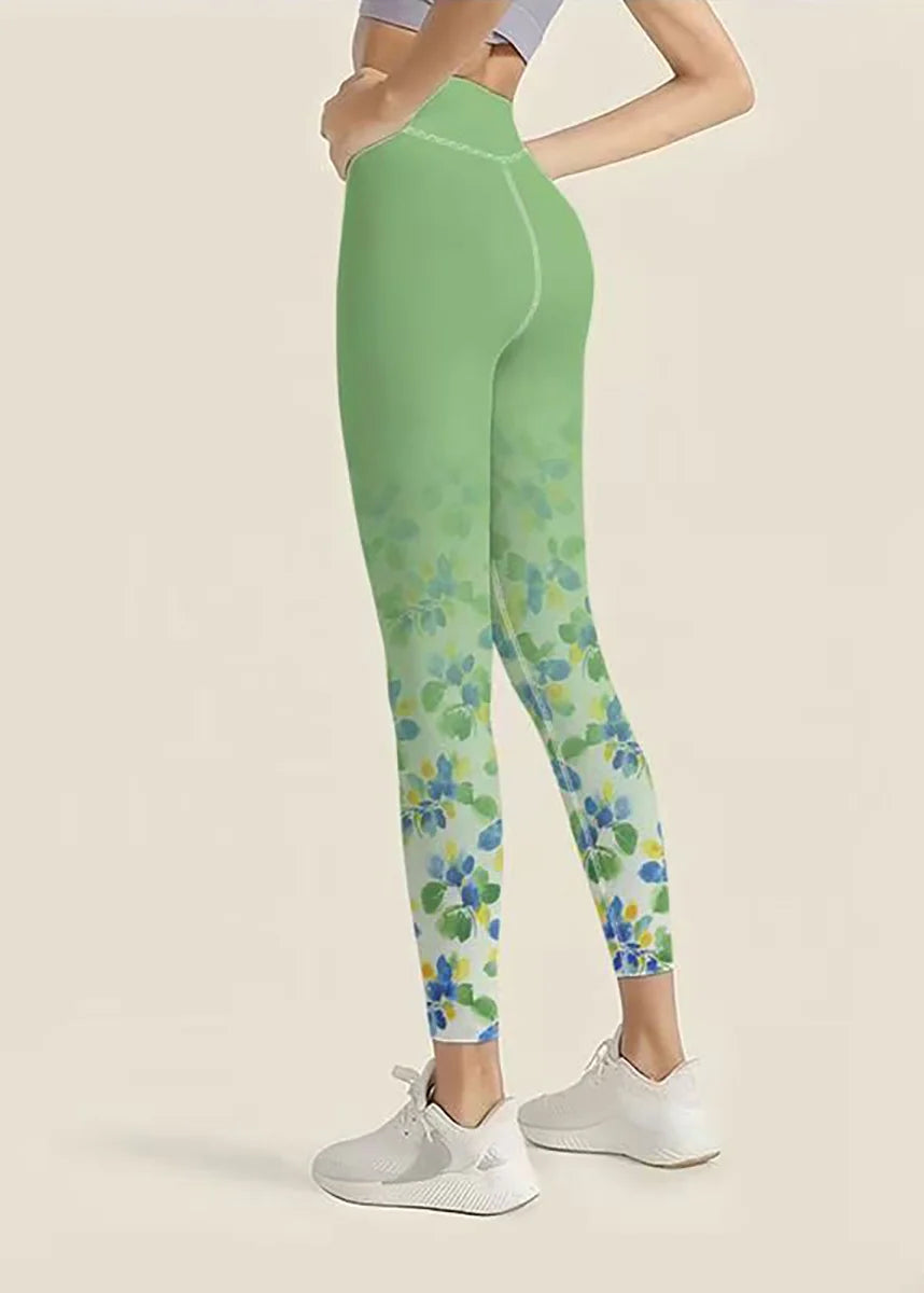 Women's Capri Leggings Floral Print High Waist Athletic Fit 3