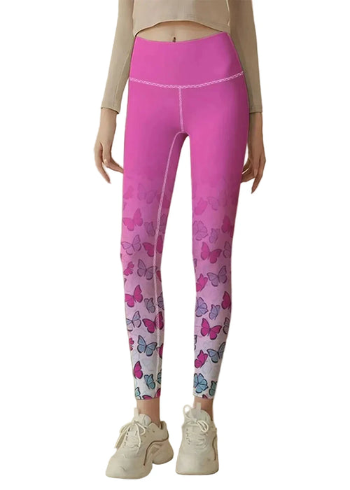 Women's Capri Leggings Gradient Butterfly Print High Waist Athletic 0