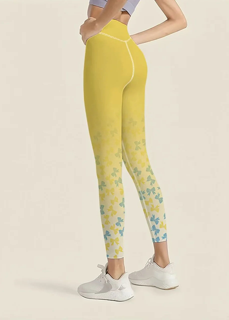 Women's Capri Leggings High Waist Bow Print 3