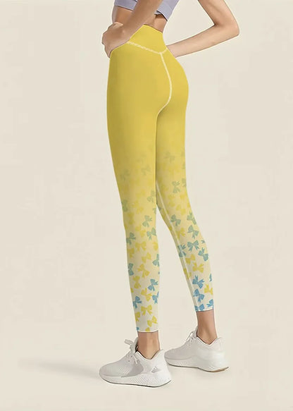 Women's Capri Leggings High Waist Bow Print 3
