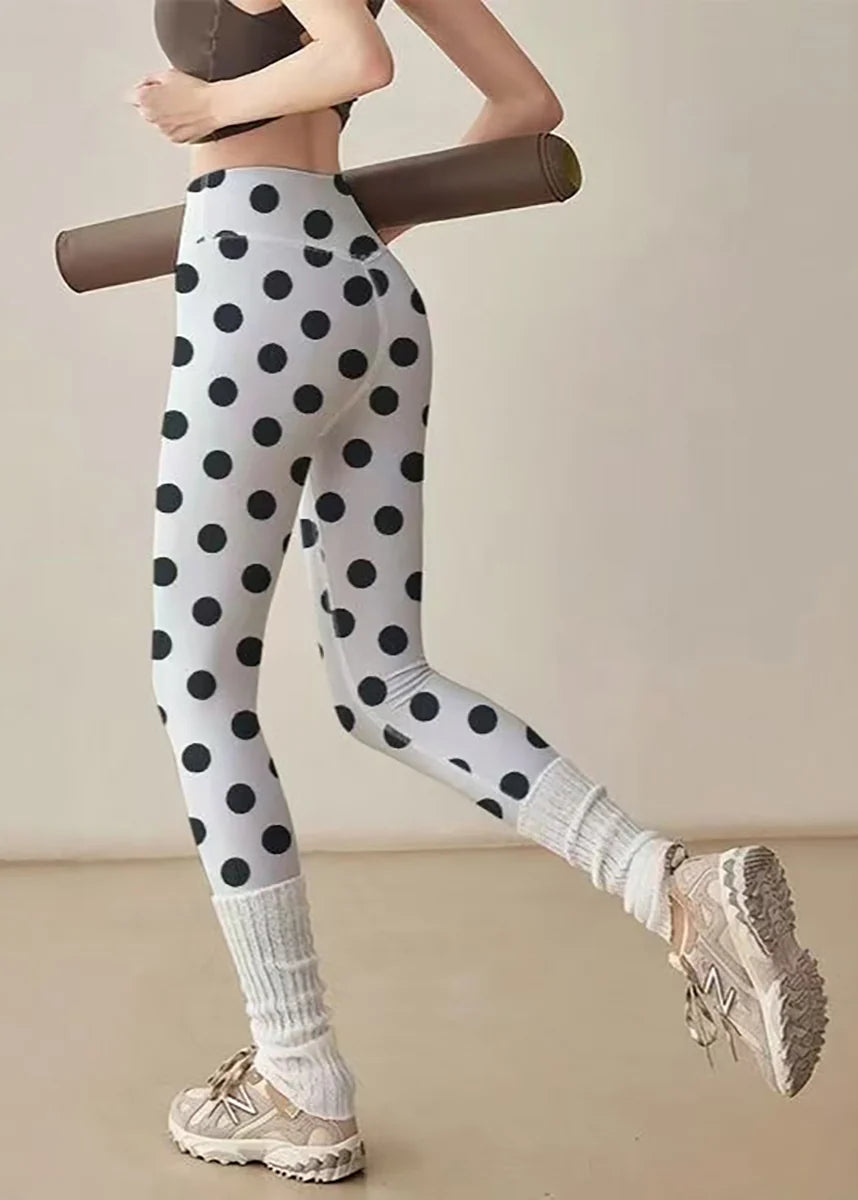 Women's Capri Leggings High Waist Dot Print Athletic Style 0