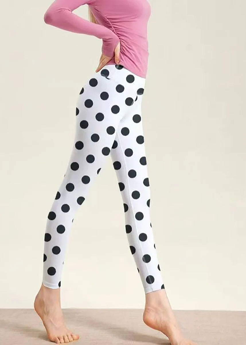 Women's Capri Leggings High Waist Dot Print Athletic Style 2