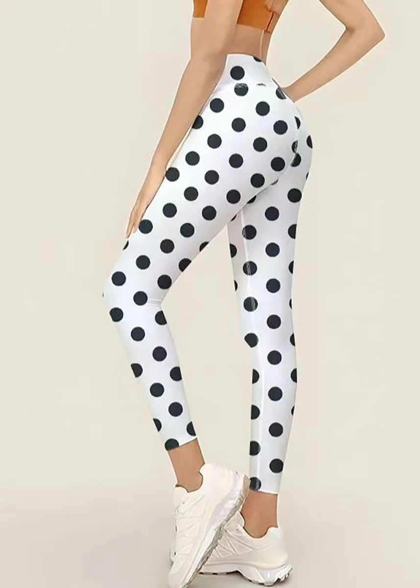 Women's Capri Leggings High Waist Dot Print Athletic Style 3
