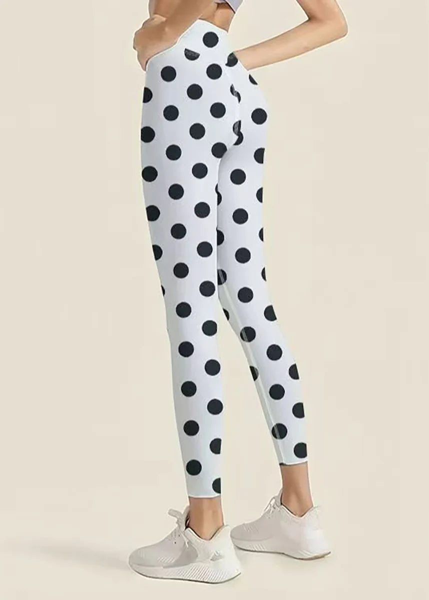 Women's Capri Leggings High Waist Dot Print Athletic Style 4