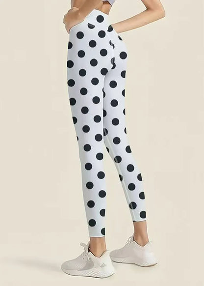 Women's Capri Leggings High Waist Dot Print Athletic Style 4