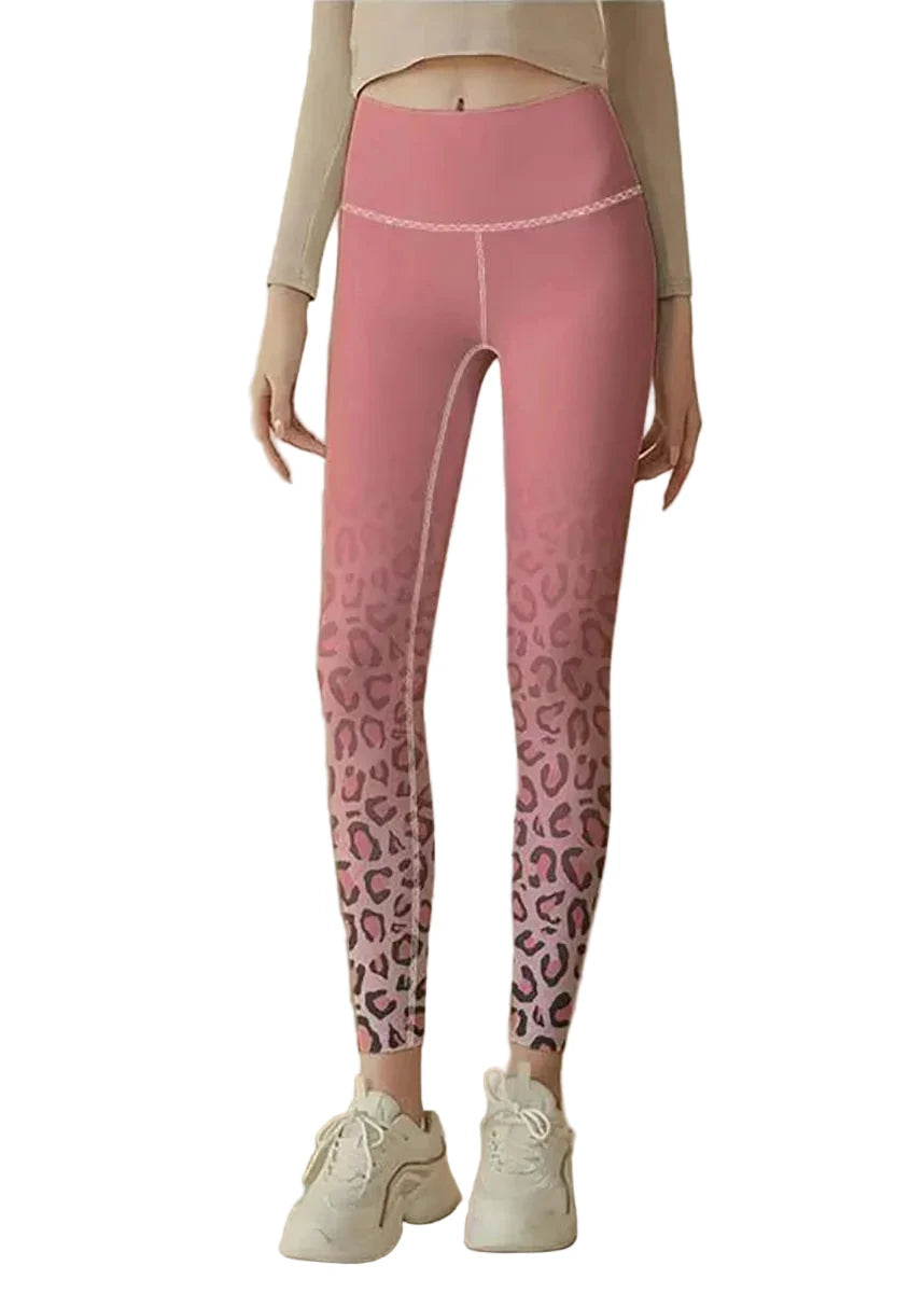 Women's Capri Leggings High Waist Gradient Leopard Print 1