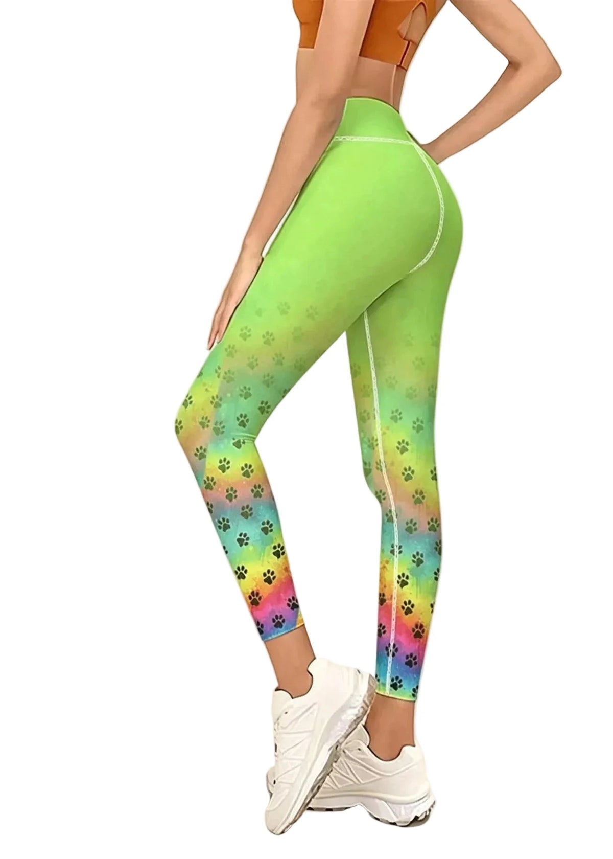 Women’s Capri Leggings High Waist Gradient Paw Print 0