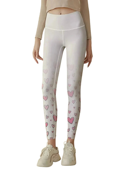 Women's Capri Leggings High Waist Heart Print 0