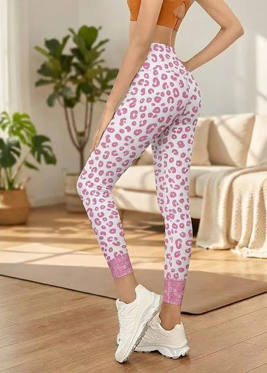 Women's Capri Leggings Leopard Print High Waist Stretch 0