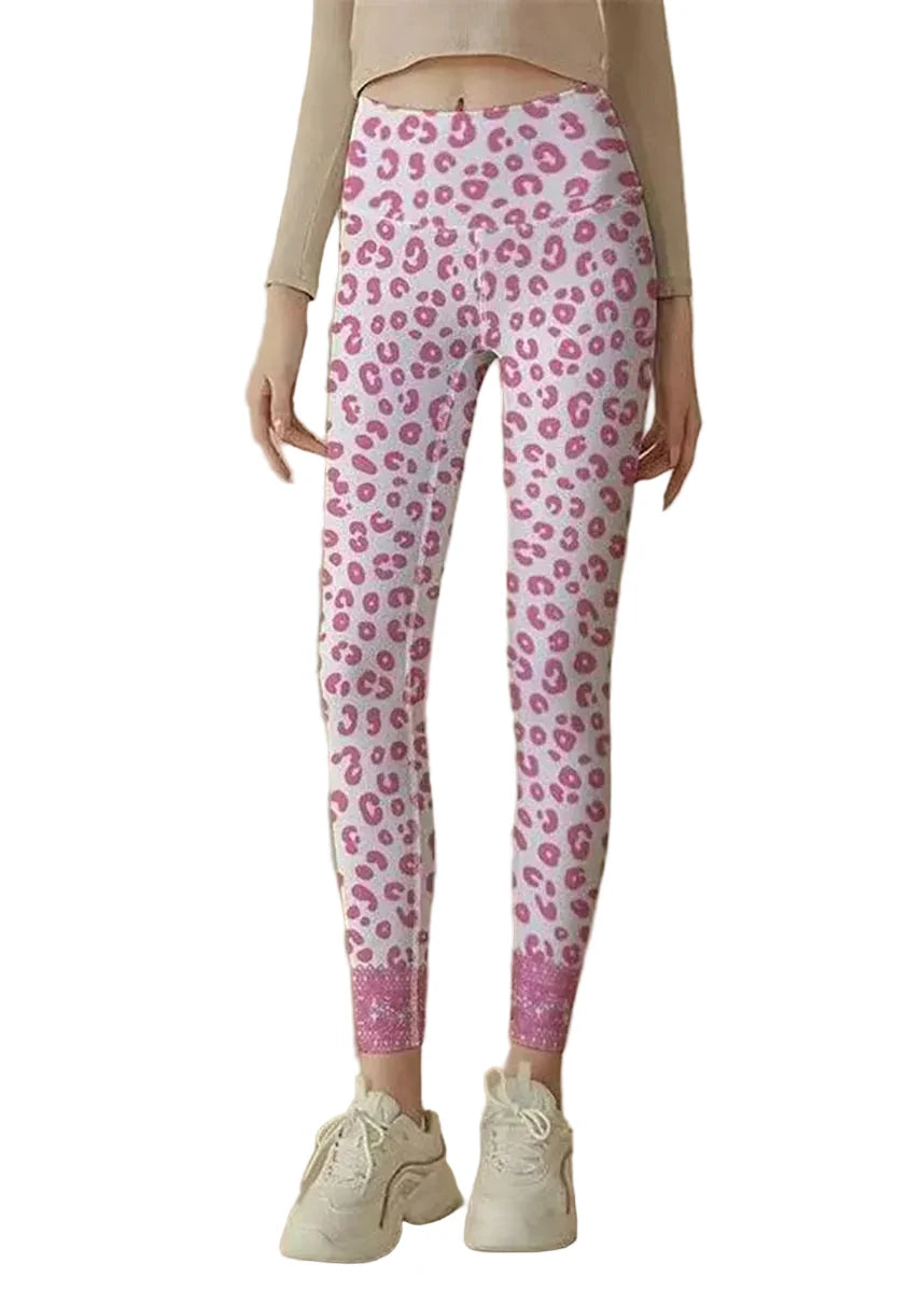 Women's Capri Leggings Leopard Print High Waist Stretch 3