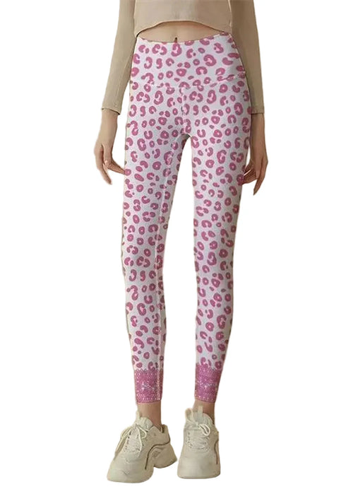 Women's Capri Leggings Leopard Print High Waist Stretch 3
